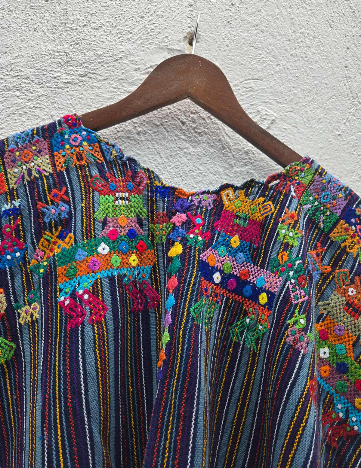Striped with Colourful Dogs Nahualá Huipil #10-323