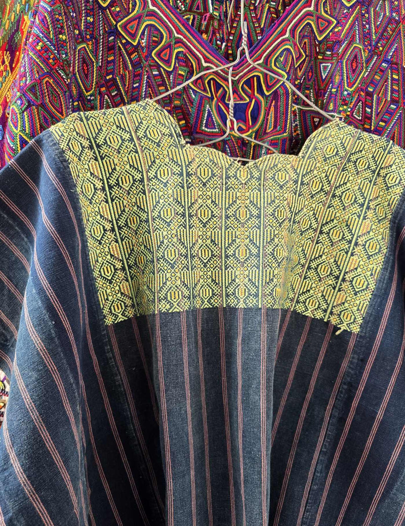 Indigo and Gold Nahualá Huipil #10-338