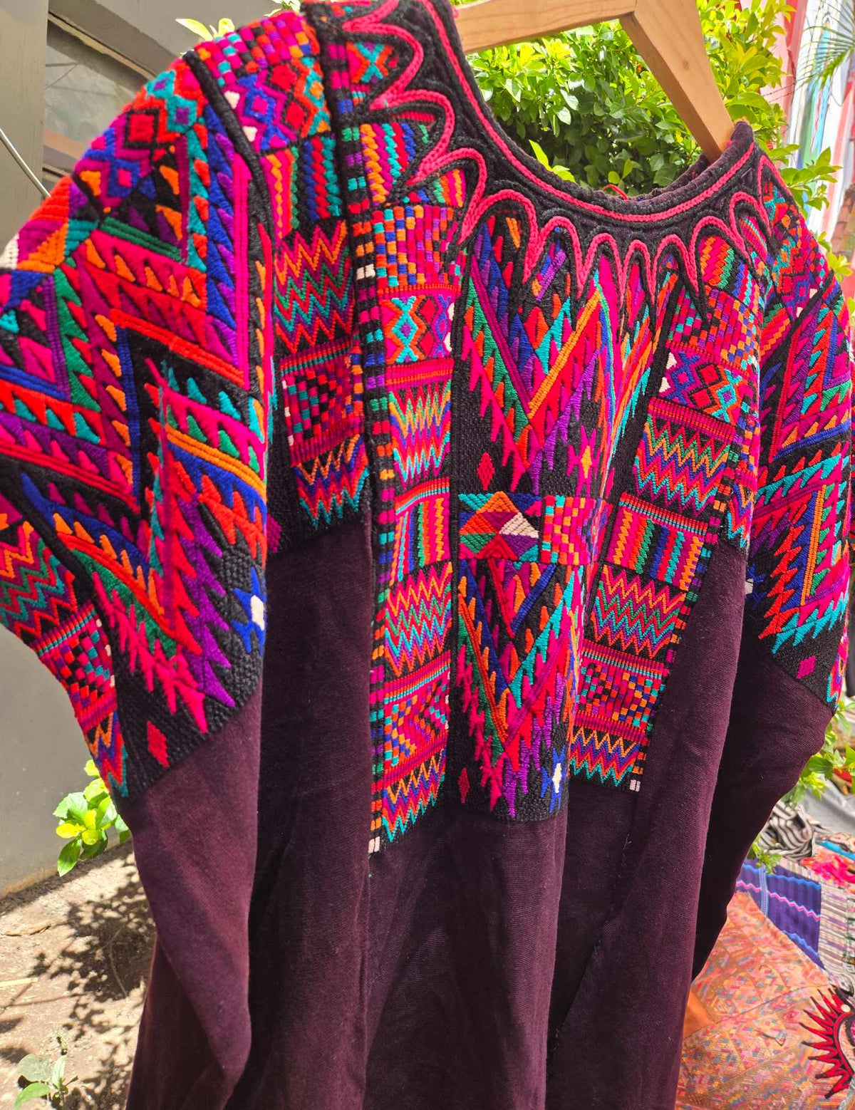 Red Pink and Brown Chichicastenango Huipil #10-350