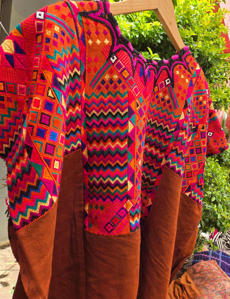 Brown and Orange Chichicastenango Huipil #10-354