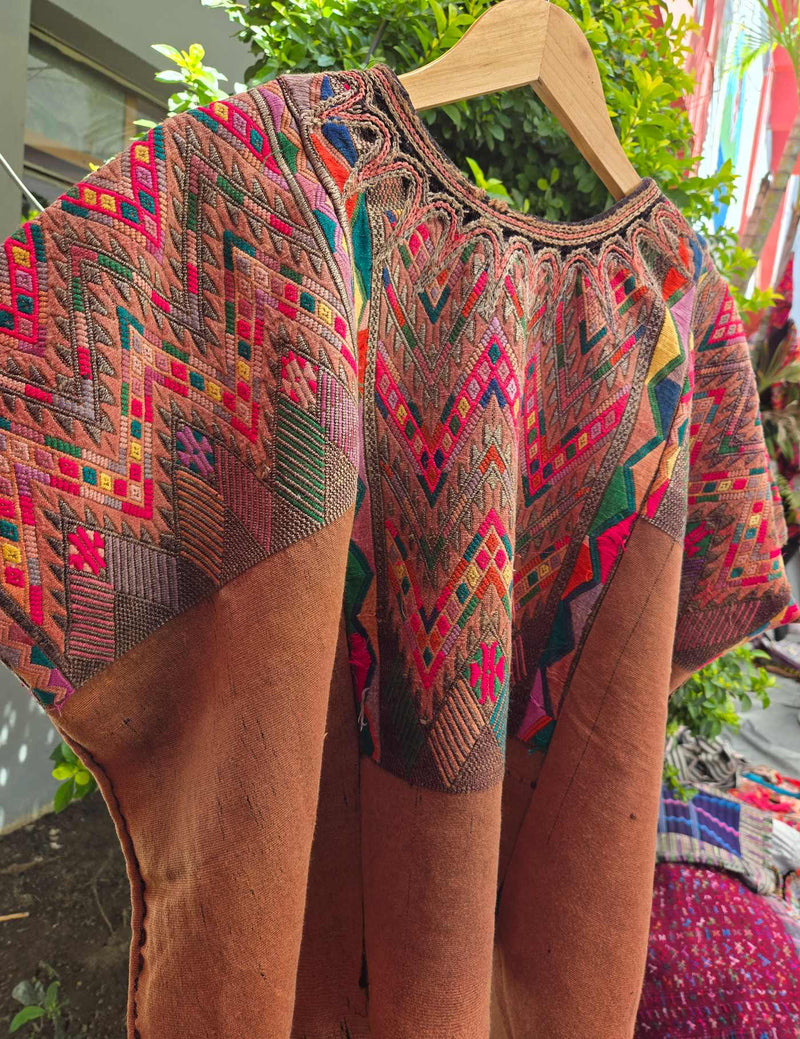 Brown with Geometrics Chichicastenango Huipil #10-357