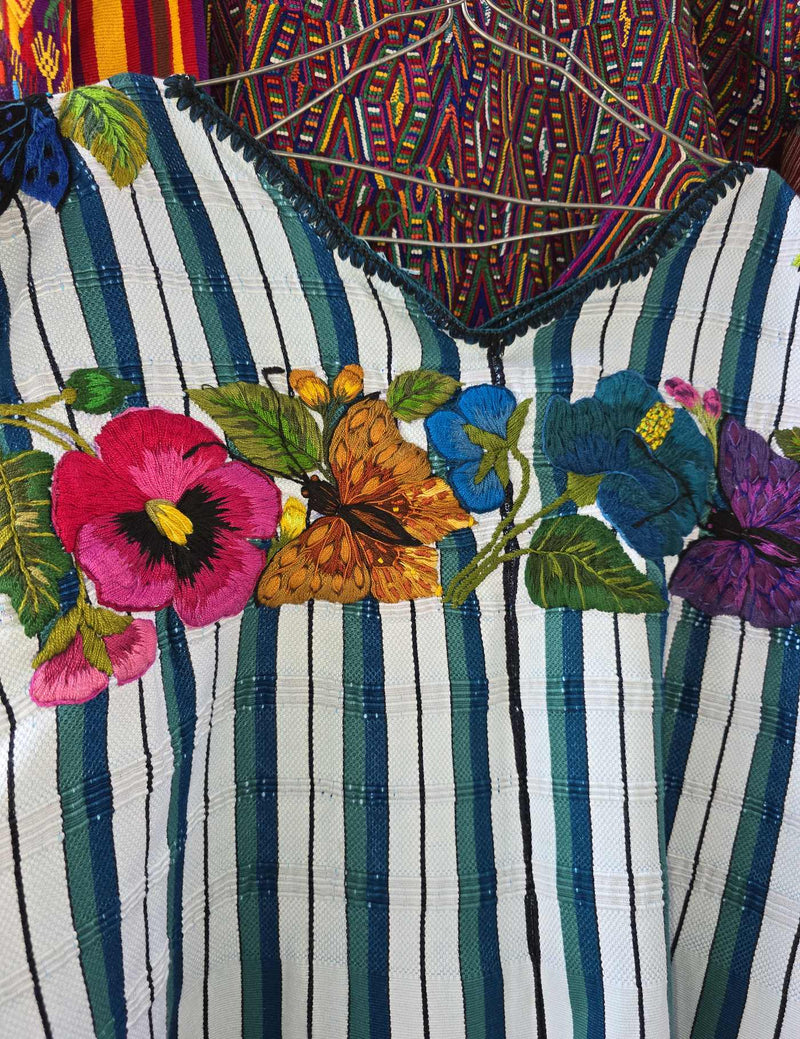 Green and White Striped Santiago Huipil #10-366