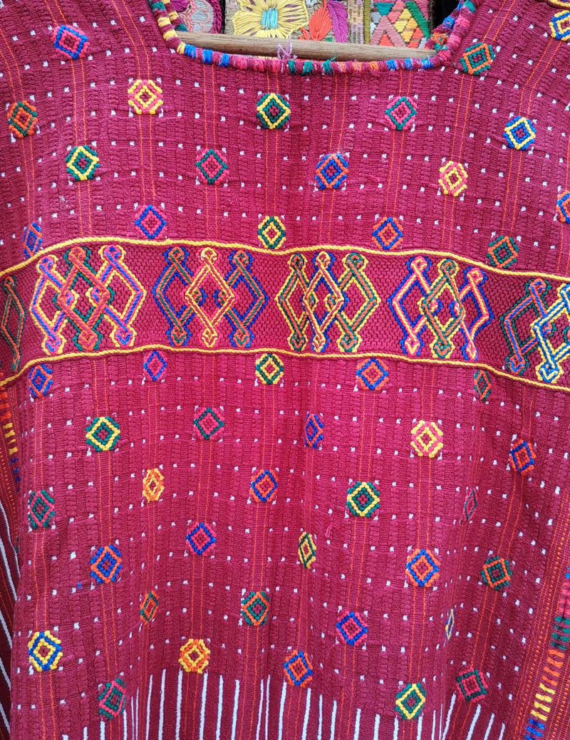 Burgundy and Gold Colotenango Huipil #10-371