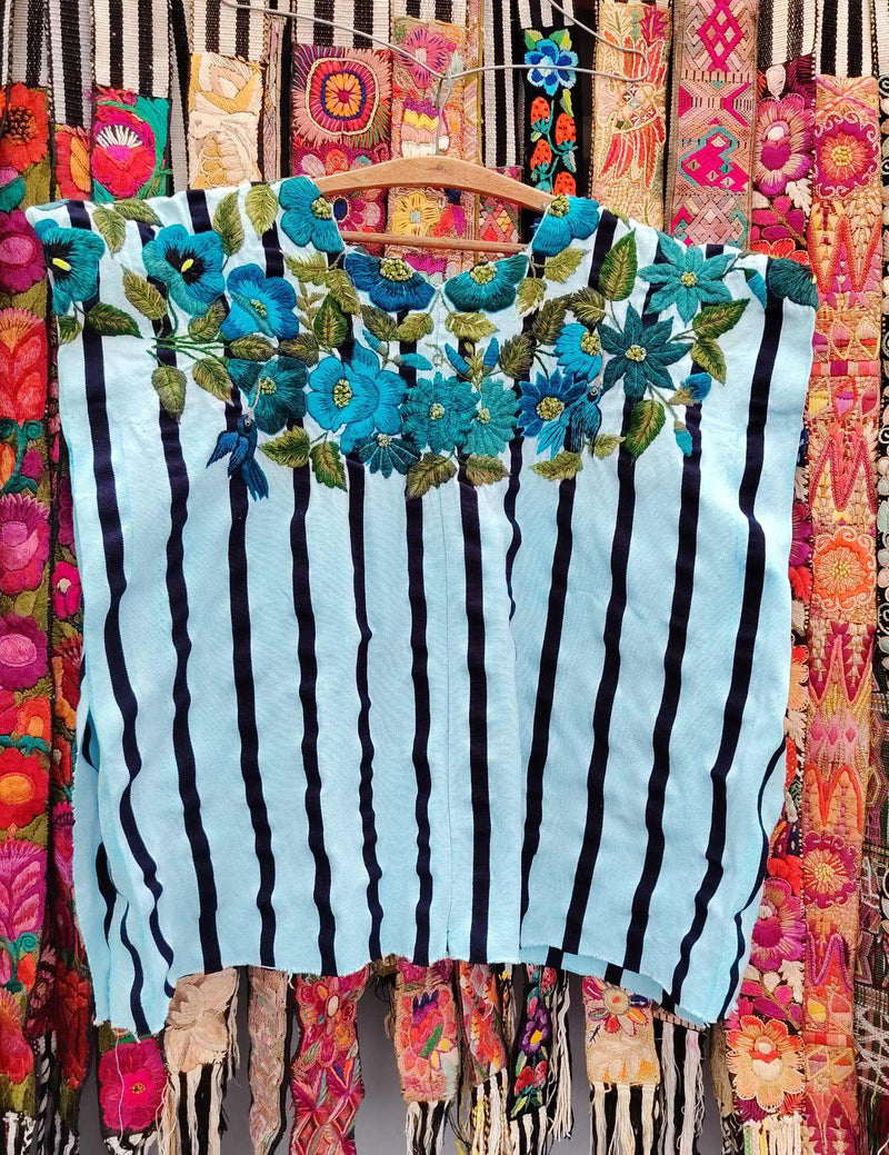 Blue Floral Santiago Huipil #10-373