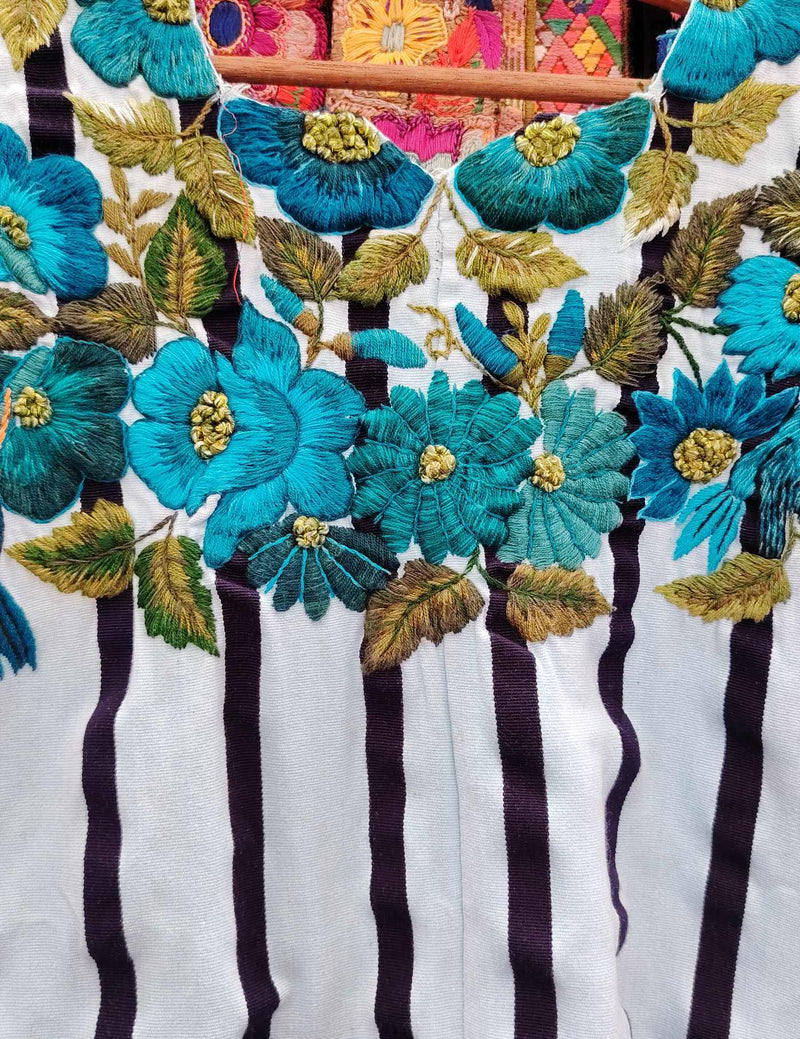 Blue Floral Santiago Huipil #10-373