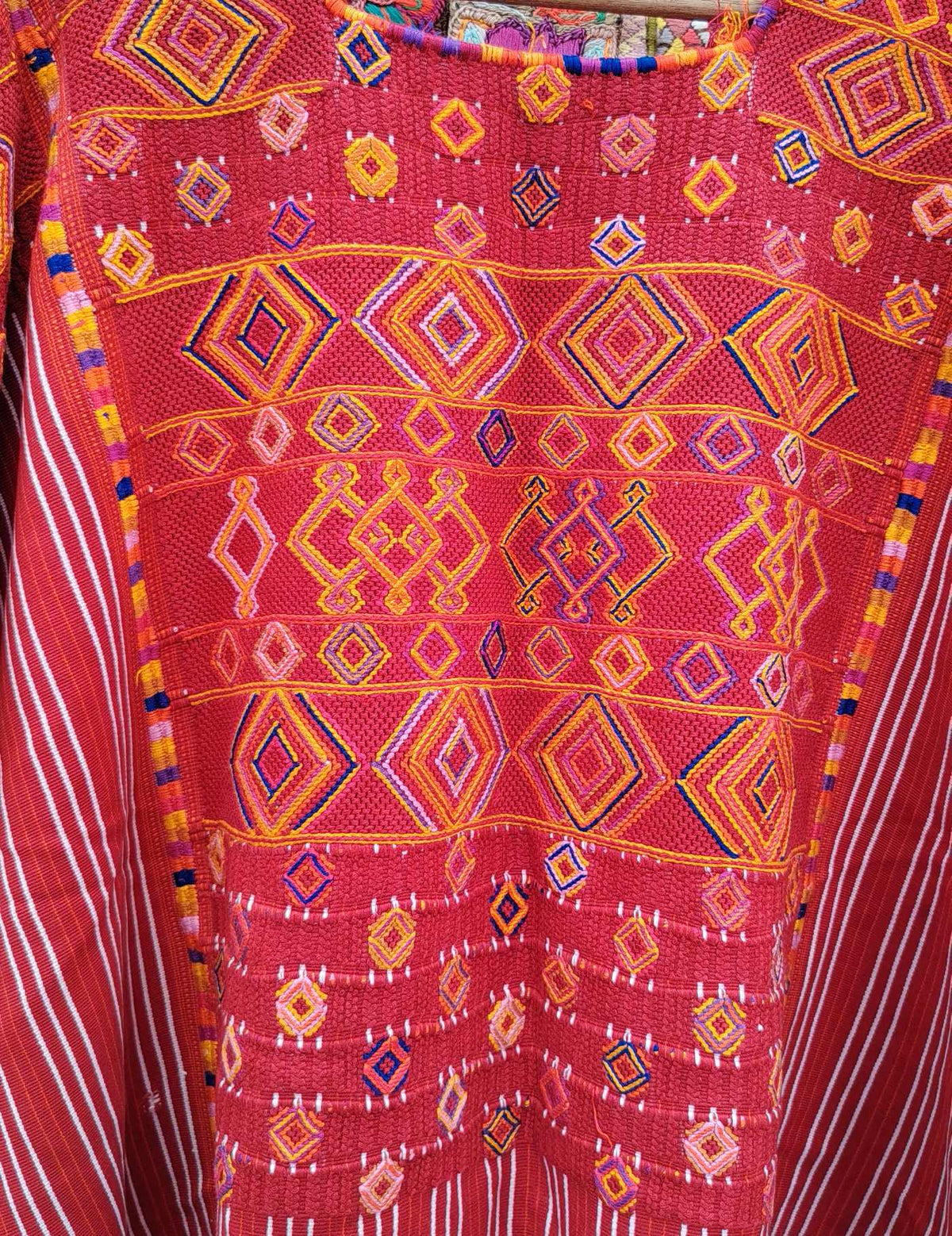 Burgundy and Orange Colotenango Huipil #10-376