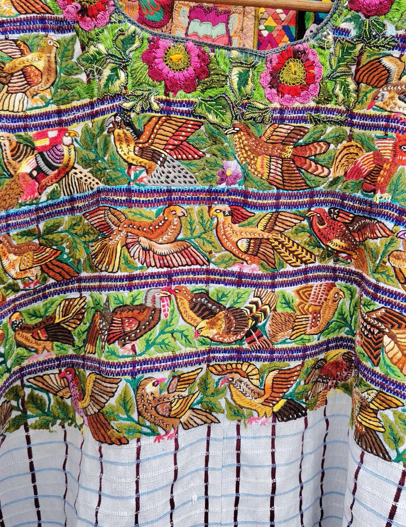 Brown and Green Birds Santiago Huipil #10-380