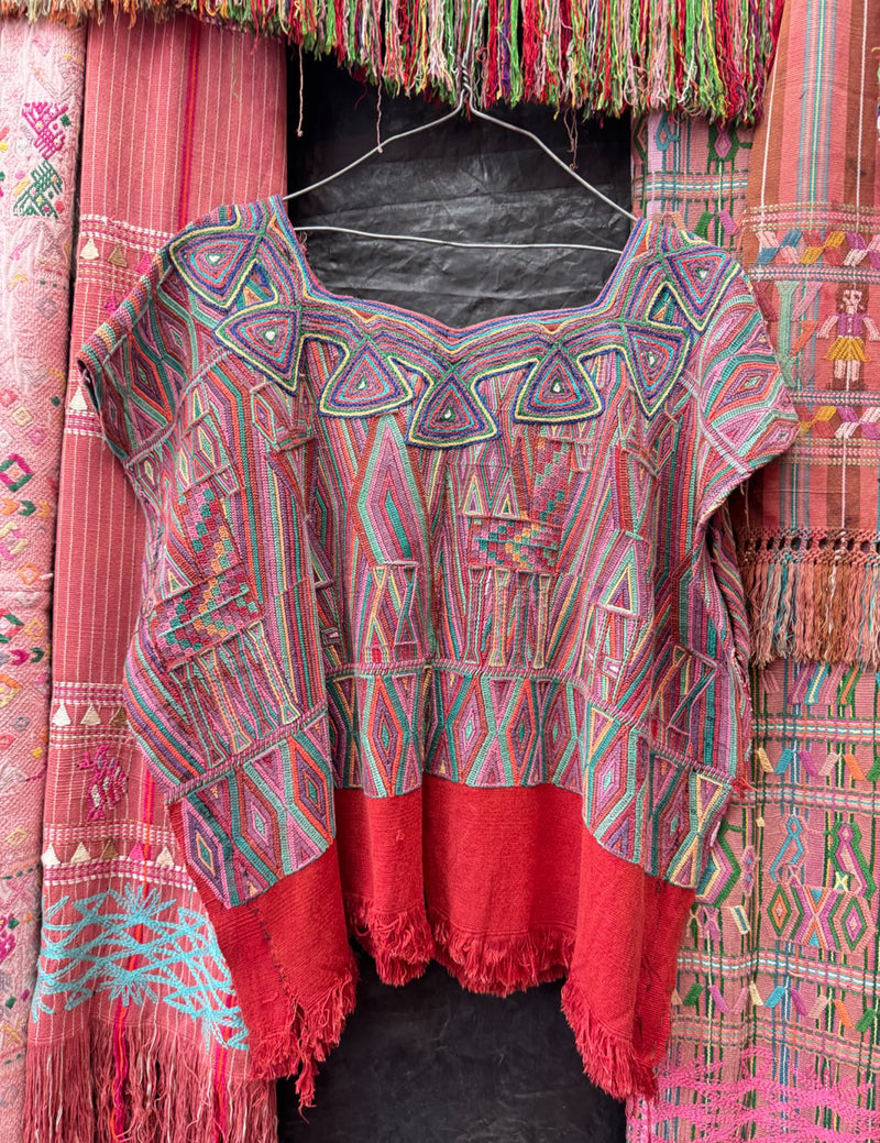 Red and Pink Nebaj Huipil #10-381