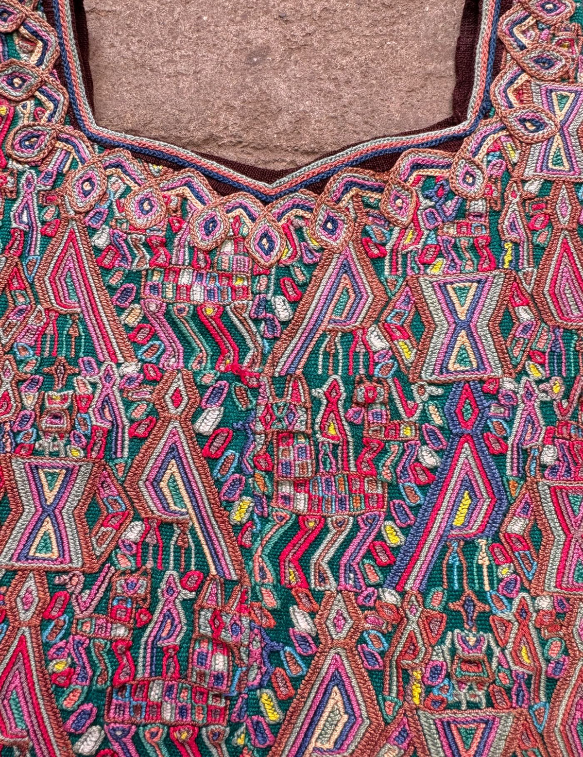 Green and PInk Nebaj Huipil #10-387