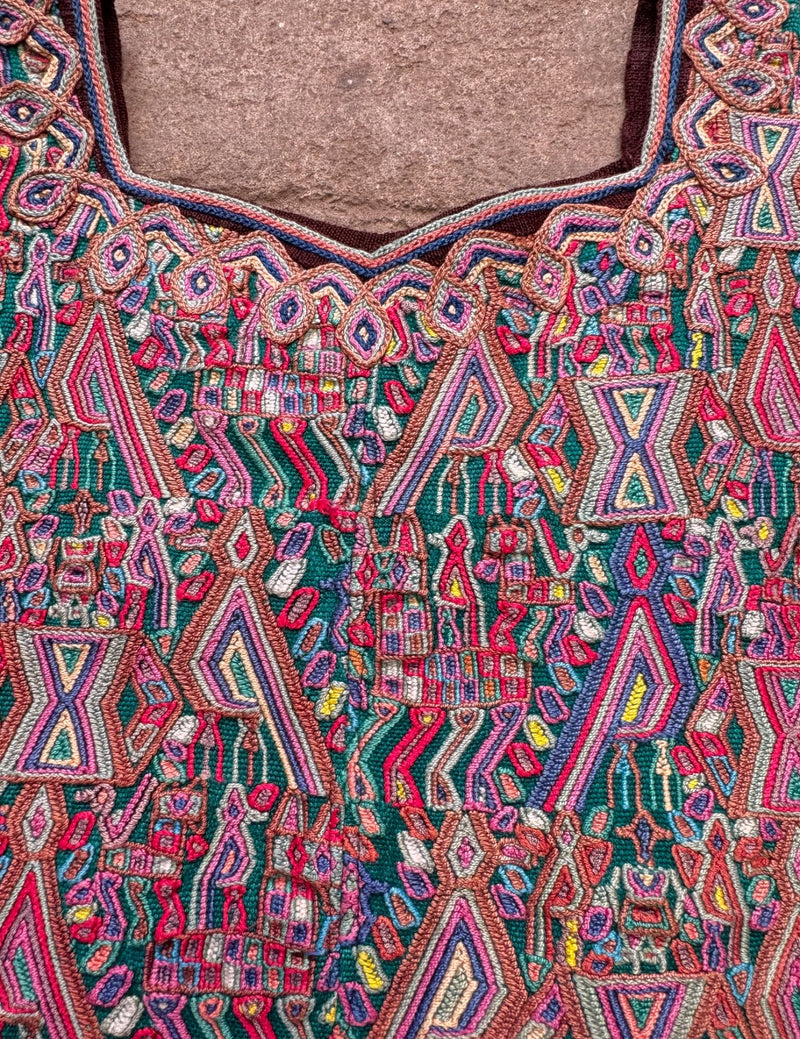 Green and PInk Nebaj Huipil #10-387