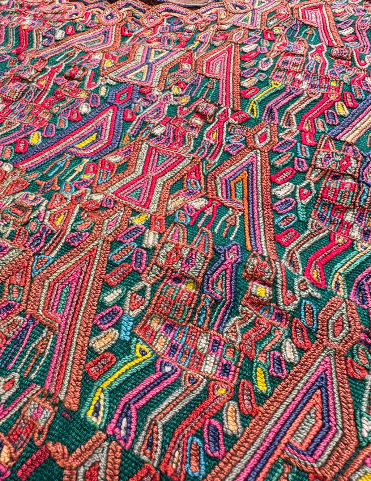 Green and PInk Nebaj Huipil #10-387
