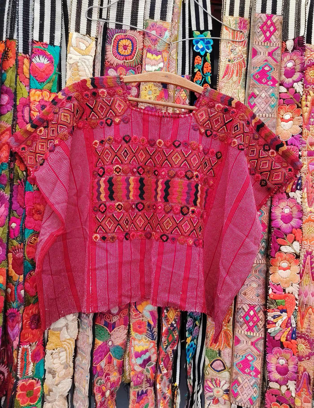 Burgundy with geometrics Colotenango Huipil #10-391