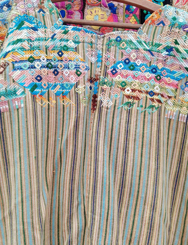 Beige Striped Nahualá Huipil #10-401