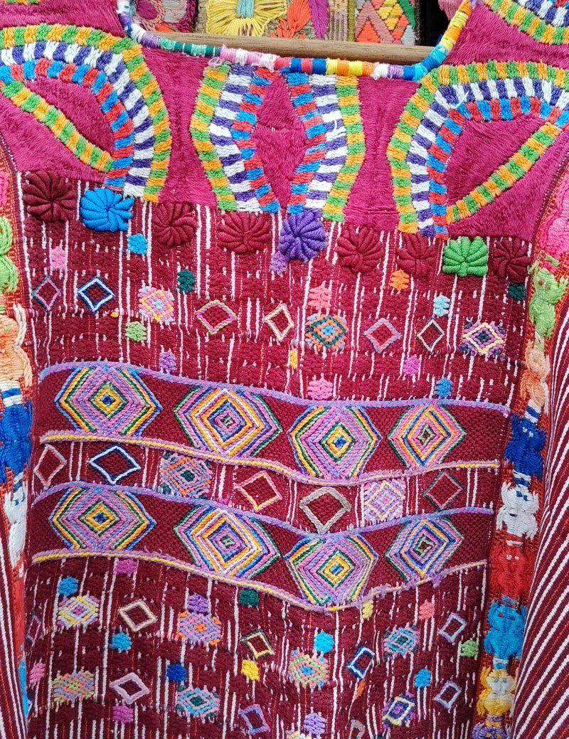 Burgundy and Lilac Colotenango Huipil #10-412
