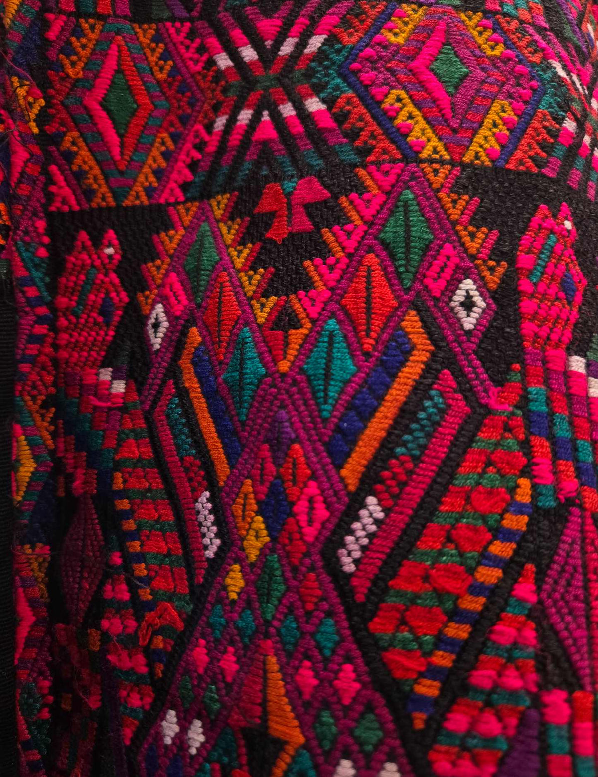 Pink and Purple on Black Chichicastenango Huipil #10-417