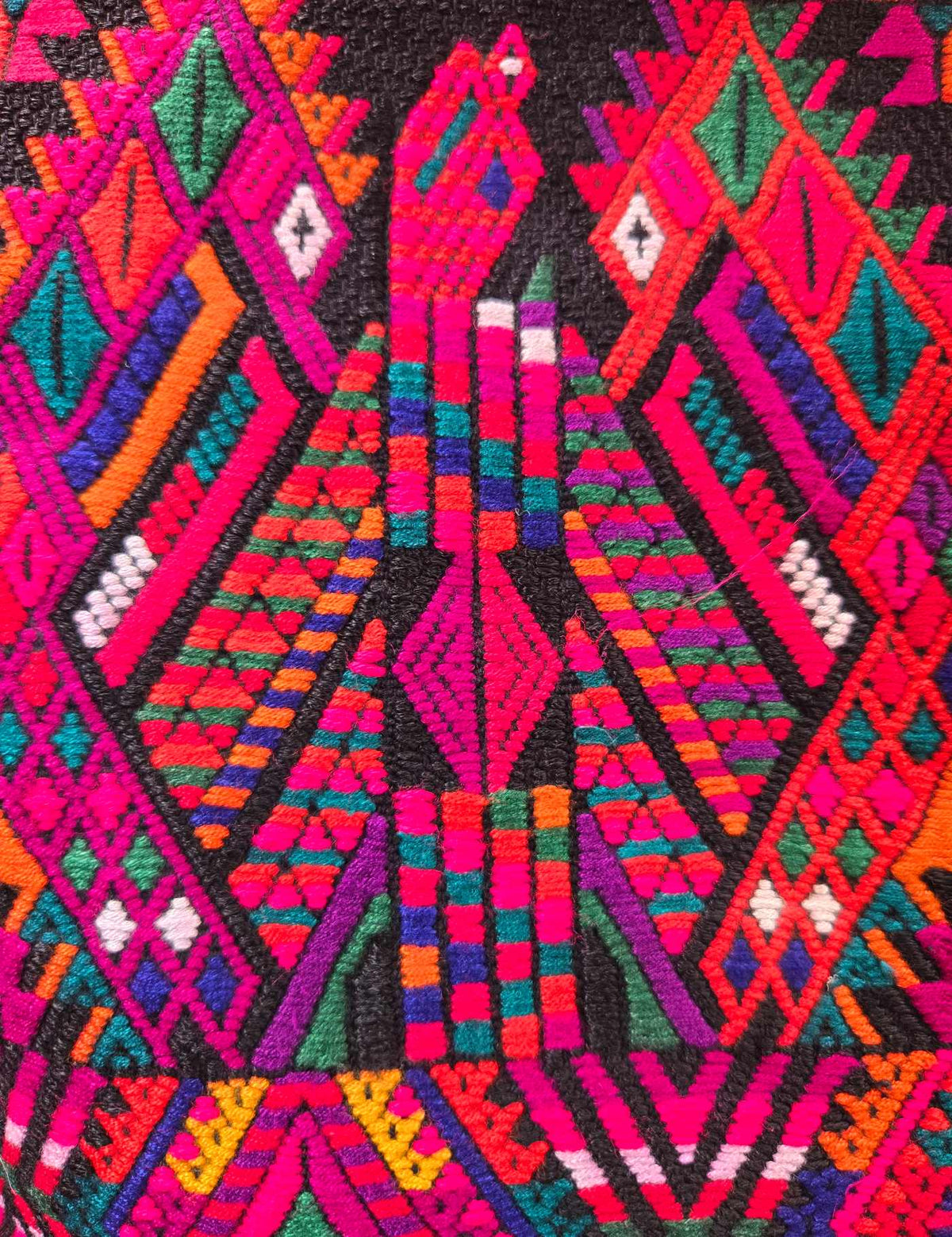 Pink and Purple on Black Chichicastenango Huipil #10-417
