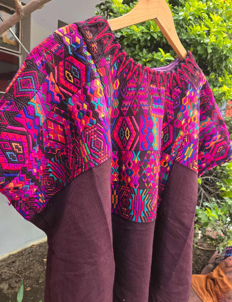 Berry on Brown Chichicastenango Huipil #10-418