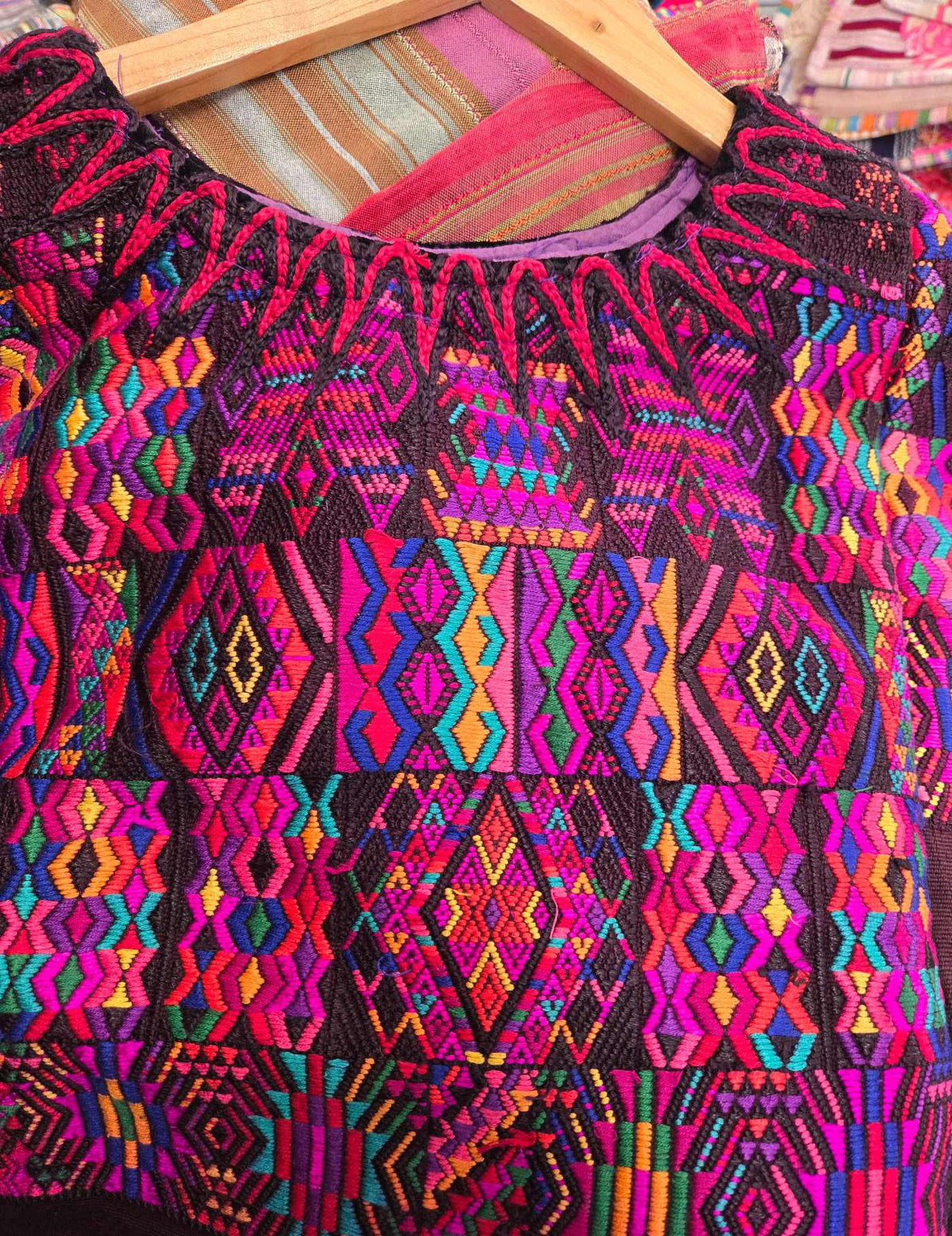 Berry on Brown Chichicastenango Huipil #10-418