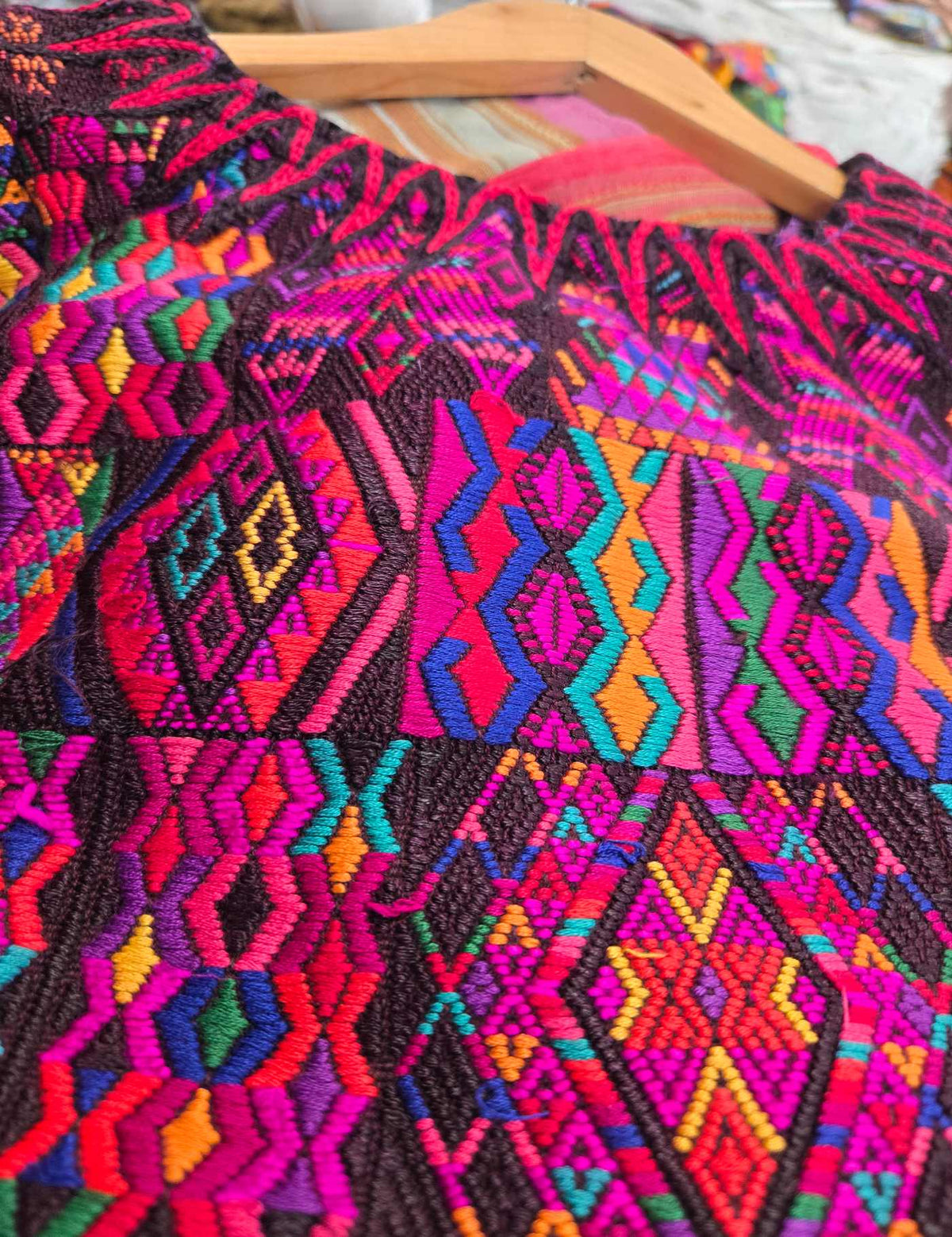 Berry on Brown Chichicastenango Huipil #10-418