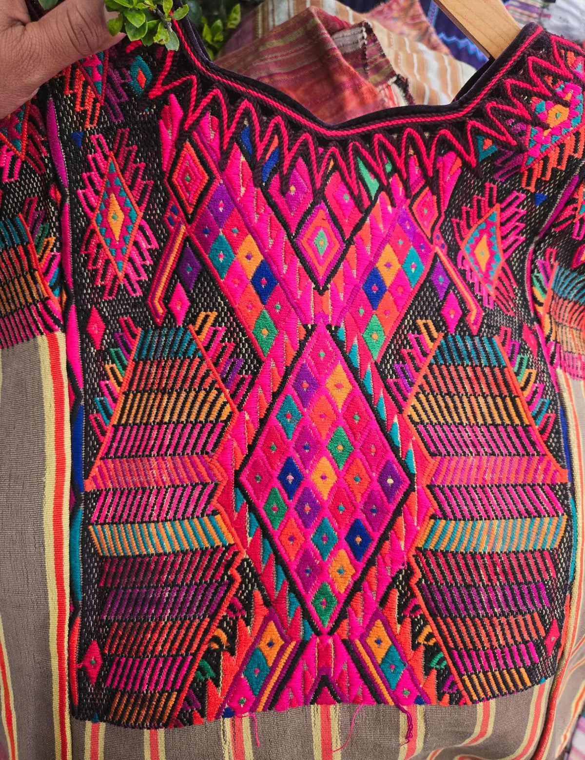 Pink Double Headed Horse Chichicastenango Huipil #10-419