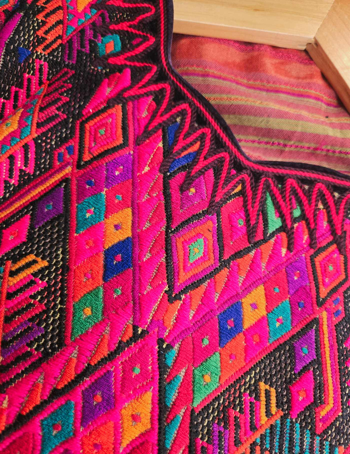 Pink Double Headed Horse Chichicastenango Huipil #10-419