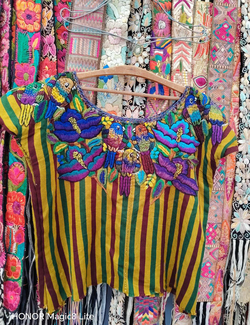 Multicolor Birds and Stripes Santiago Huipil #10-439