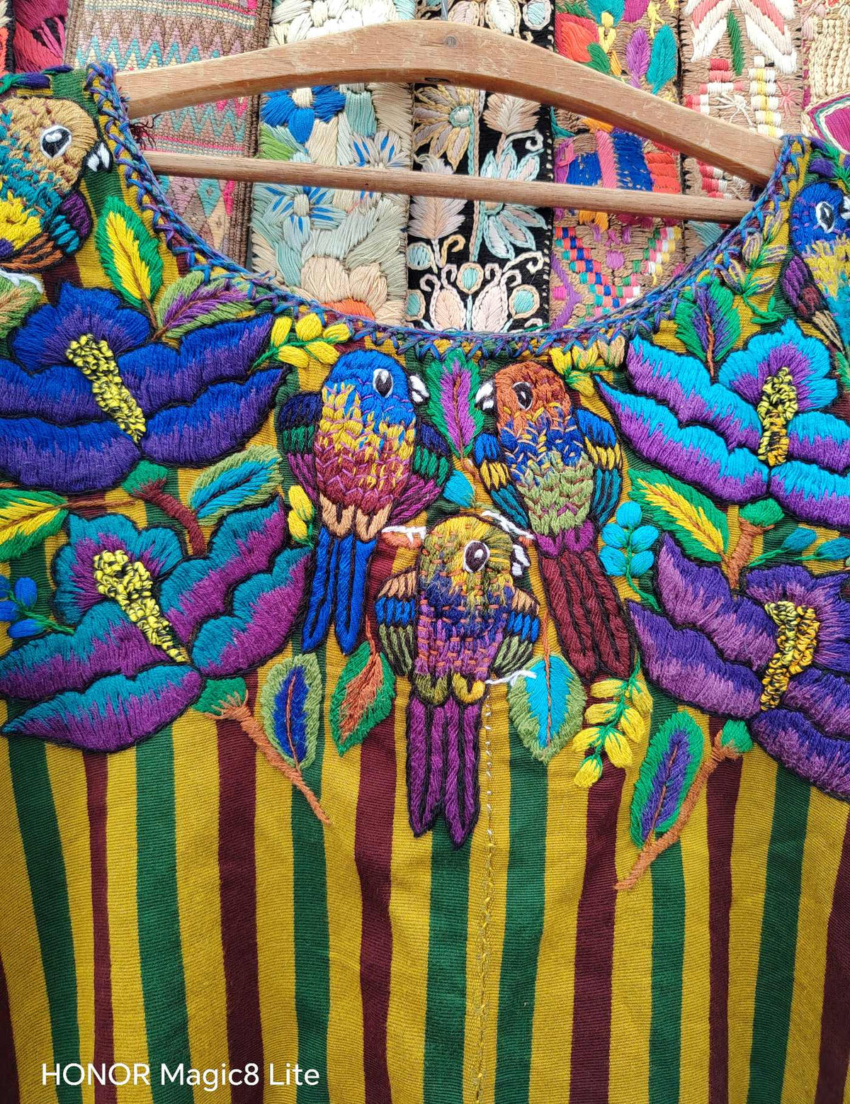 Multicolor Birds and Stripes Santiago Huipil #10-439