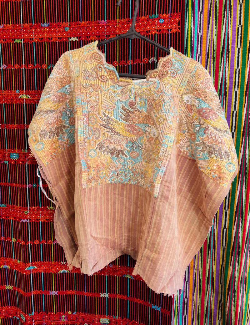 Geometric brown birds Chichicastenango Huipil #10-446