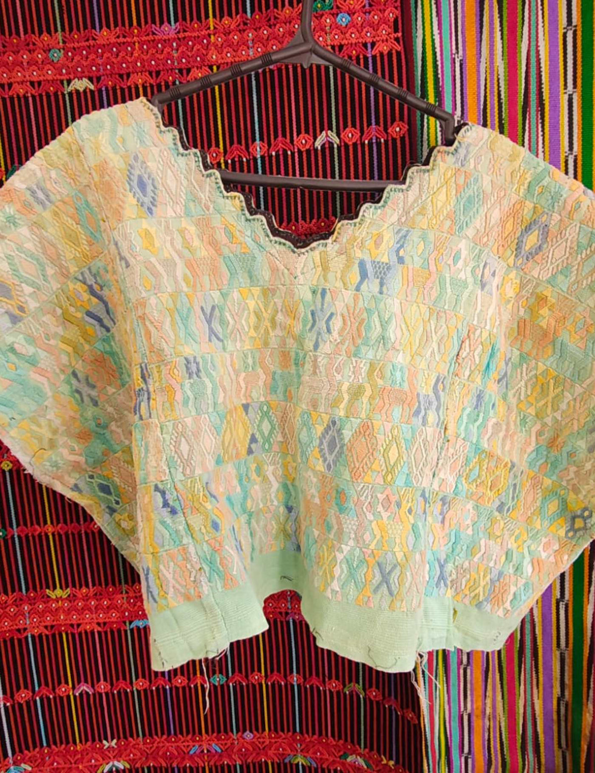 Pale green deer Cobán Huipil #10-454