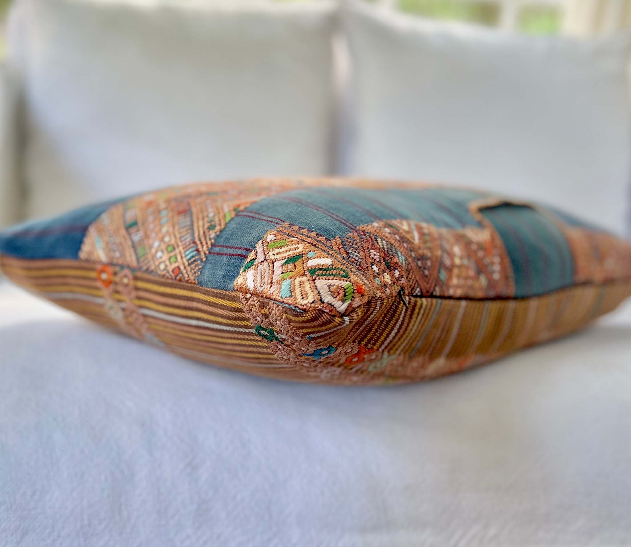 Indigo and Brown Nahuala Lumbar Pillow