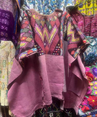 Vintage Guatemalan huipil with handwoven Mayan embroidery