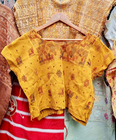 Vintage Guatemalan huipil with handwoven Mayan embroidery