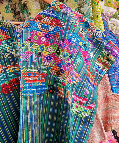 Green Nahuala huipil with lions