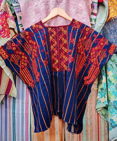 Vintage Guatemalan huipil with handwoven Mayan embroidery