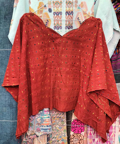 Red lightweight Coban huipil