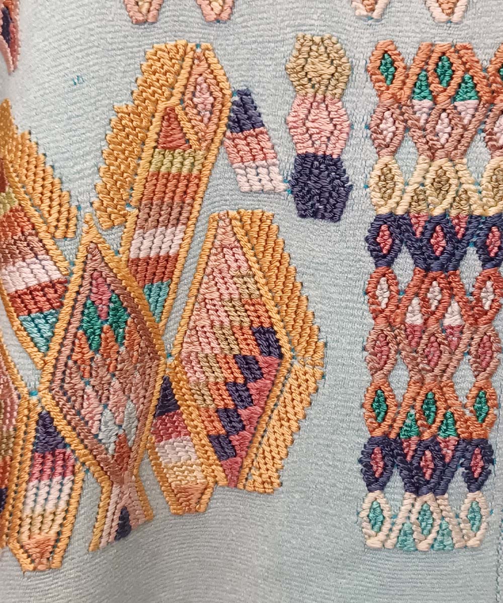 Pale blue Chajul huipil