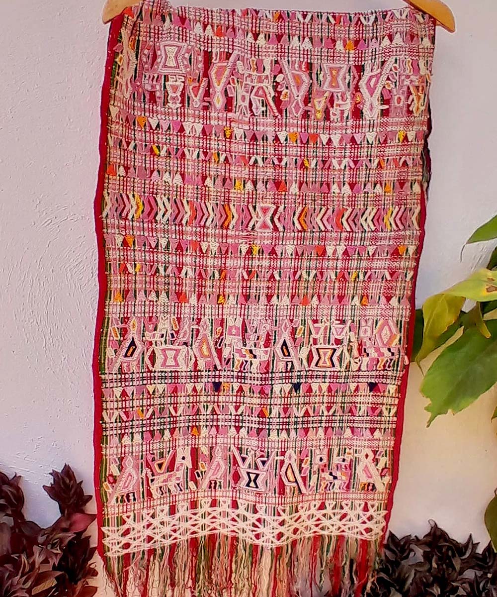 Guatemalan tzute from Nebaj in pink