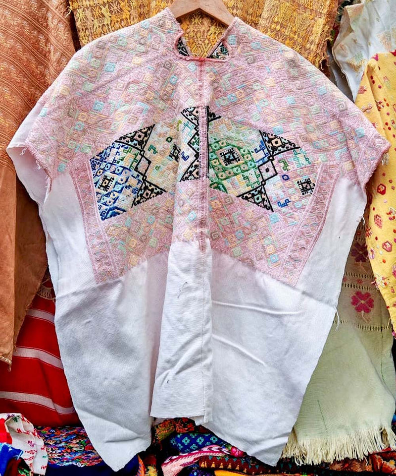 Pale pink Nahuala huipil