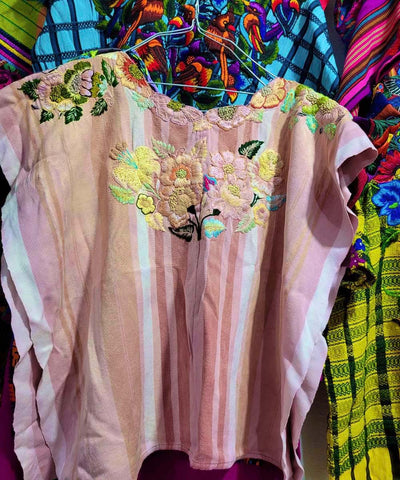 Pink striped Santiago huipil