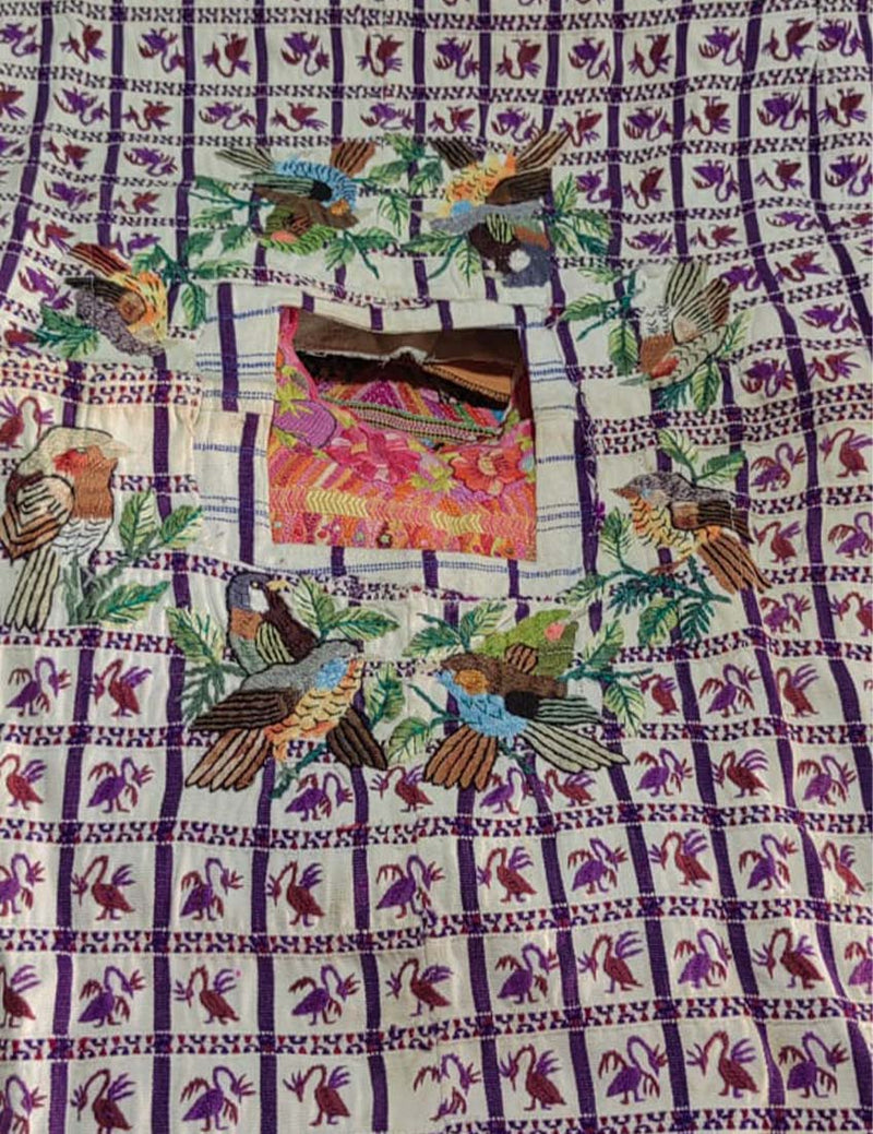 Purple and white Santiago huipil #4-145