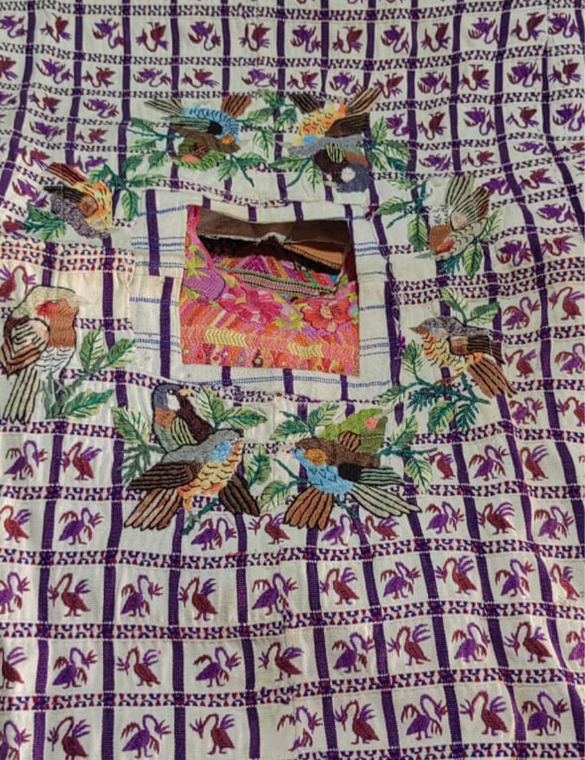 Purple and white Santiago huipil #4-145