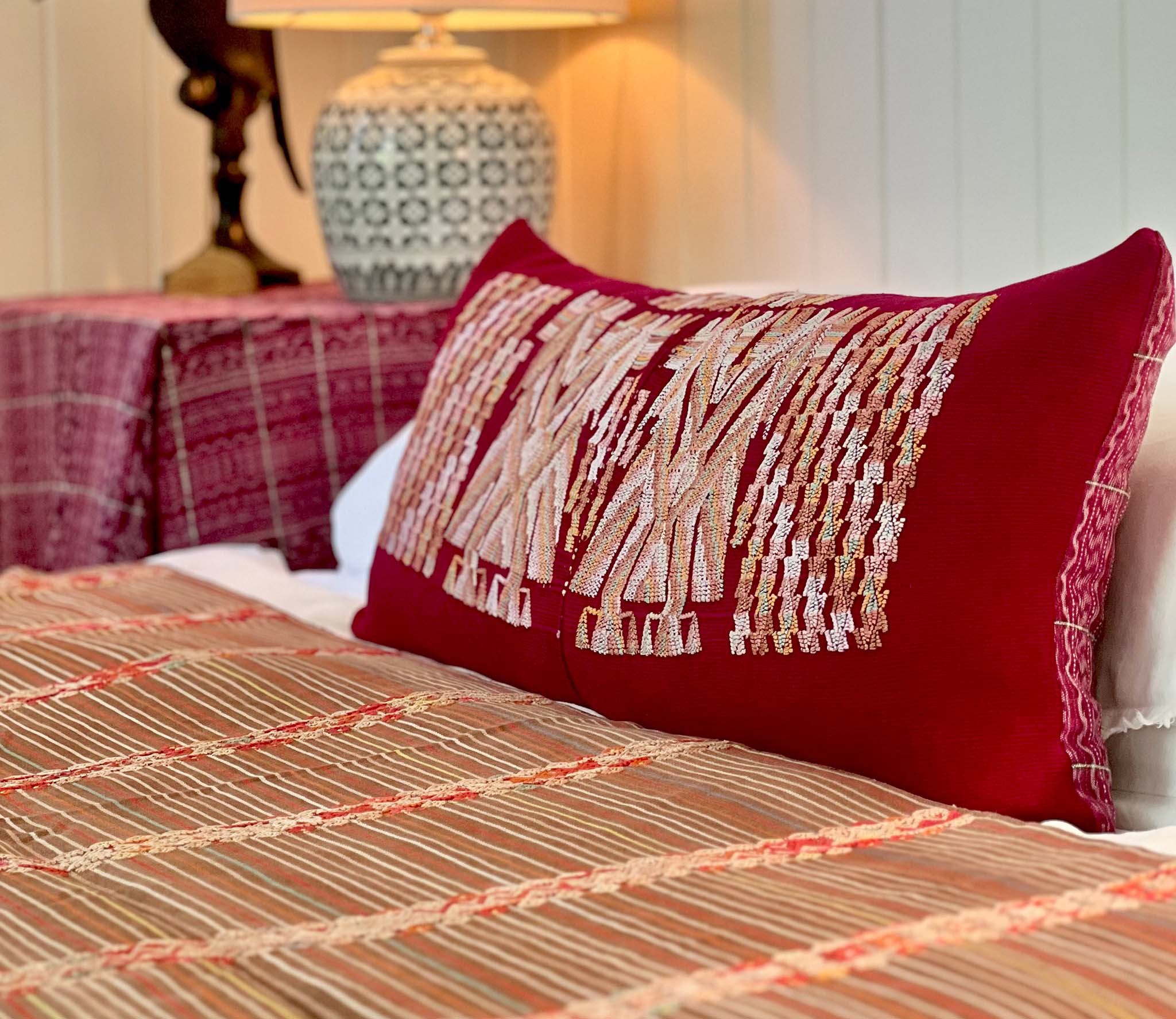 Red Chajul long lumbar pillow