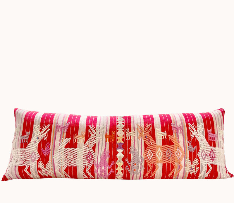 Embroidered Guatemalan huipil pillow - vintage textile