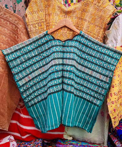 Teal San Lucas huipil with birds