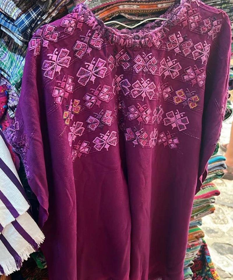 Vintage Guatemalan huipil with handwoven Mayan embroidery