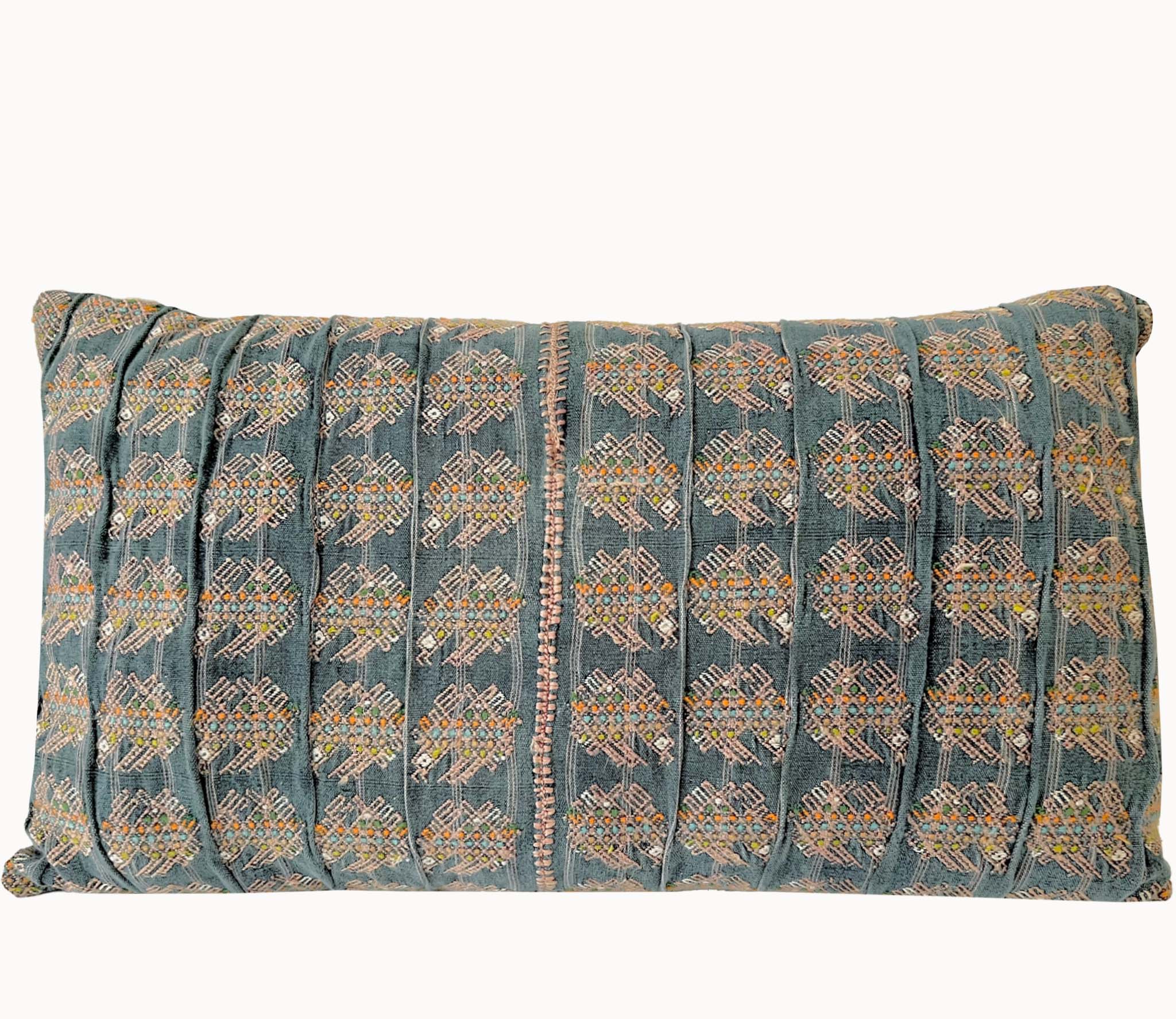 Indigo Nahuala Pillow with turkeys