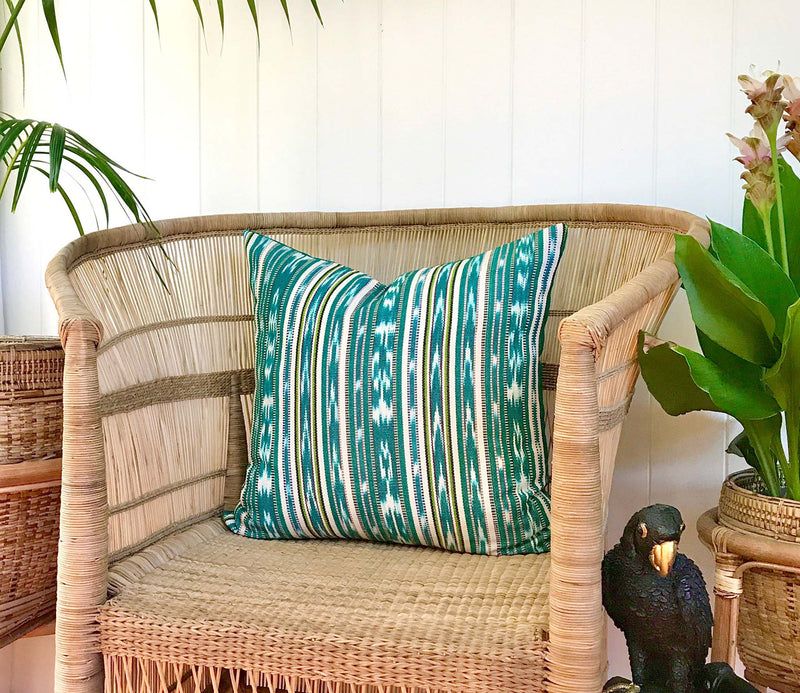 Woven ikat pillow - Guatemalan fabric 