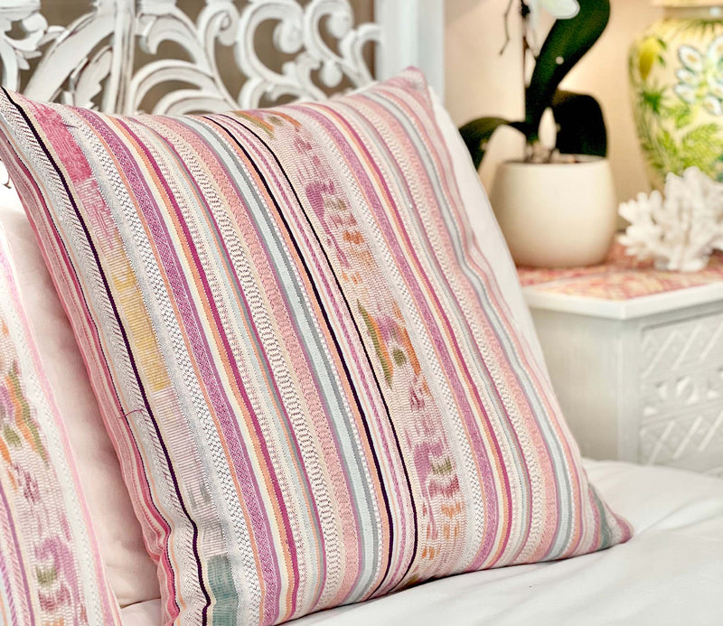 Pillow made from vintage Guatemalan huipil textiles 