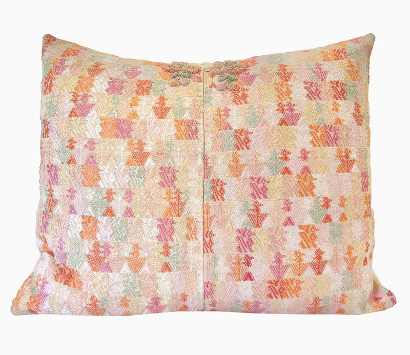 Pillow made from vintage Guatemalan huipil textiles 