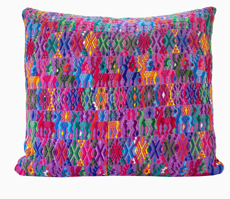 Pillow made from vintage Guatemalan huipil textiles 